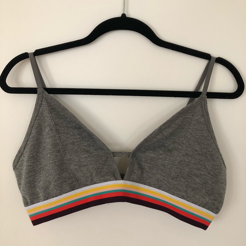 Grey bralette with rainbow band